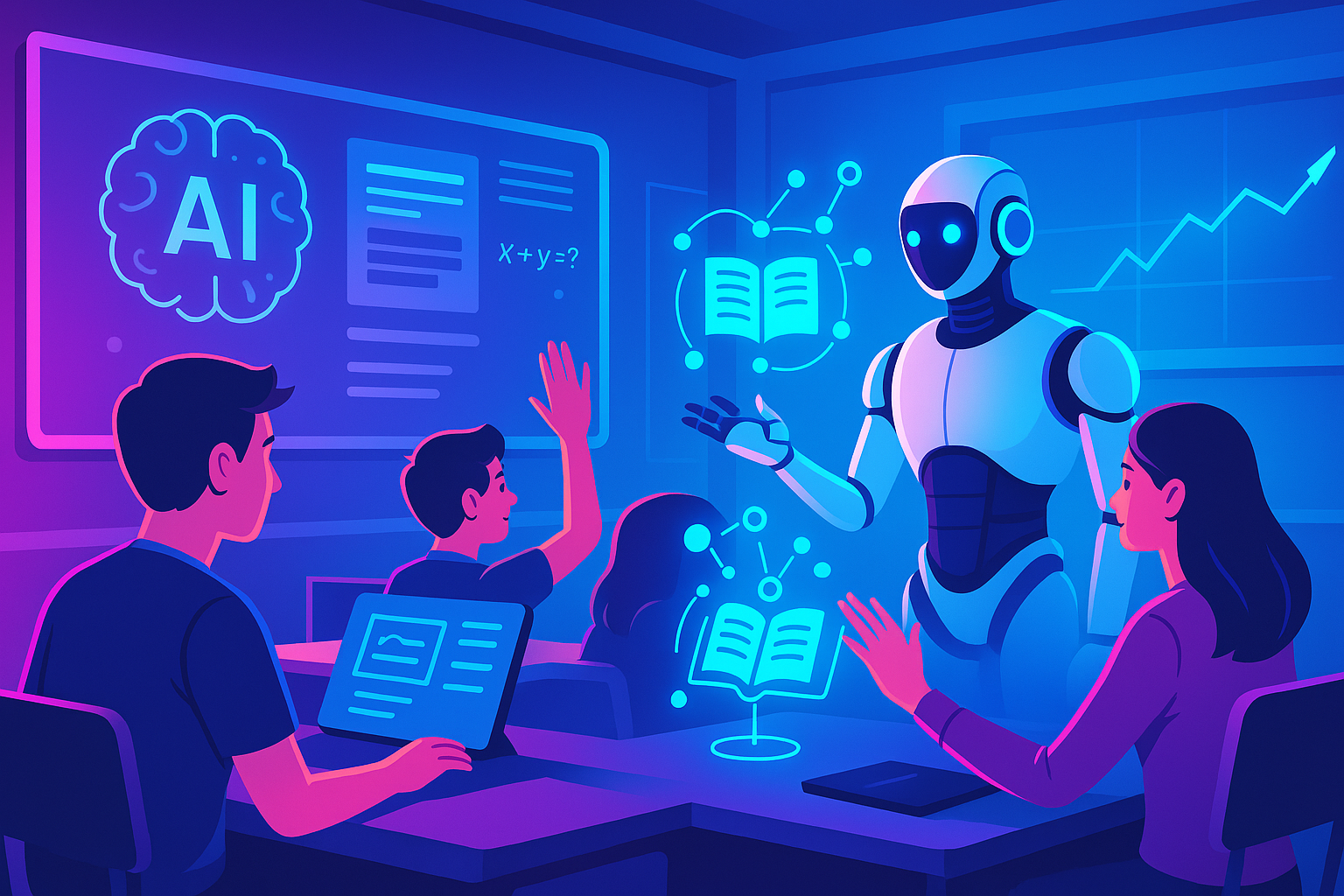 Students collaborating and learning